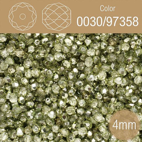 Korálky BROUŠENÉ 4mm. Barva 0030/97358.Průhledná zelená. Balení 120Ks.