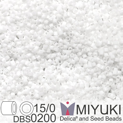 Korálky Miyuki Delica 15/0. Barva DBS 0200 White. Balení 2g.