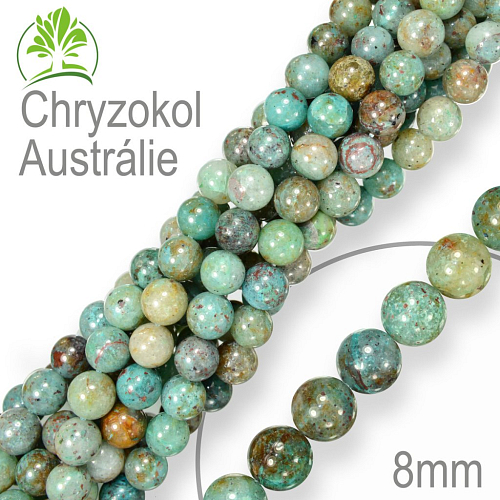 Korálky z minerálů Chryzokol Austrálie přírodní polodrahokam. Velikost pr.8mm. Balení 10Ks.