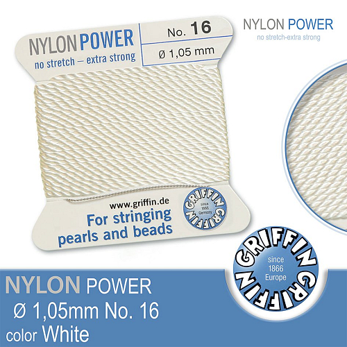 NYLON Power velmi pevná nit GRIFFIN síla nitě 1,05mm Barva White