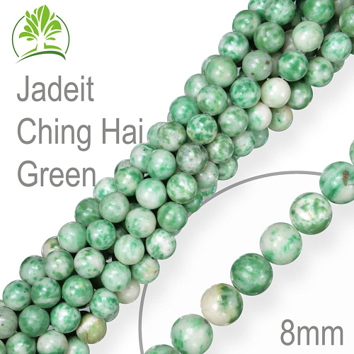 Korálky z minerálů Jadeit Ching Hai Green Velikost pr.8mm. Balení 10Ks. 