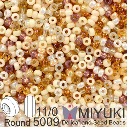 Korálky Miyuki Round 11/0. Barva Au Natural Mix 5009. Balení 5g.