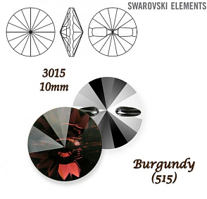 SWAROVSKI Buttons 3015 barva BURGUNDY velikost 10mm. 