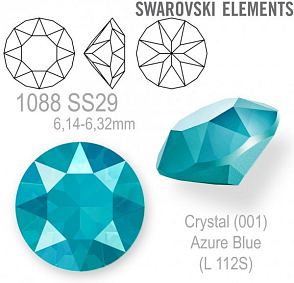 Swarovski 1088 XIRIUS Chaton SS29 (6,14-6,32mm) barva Crystal (001) Azure Blue (L112S). 