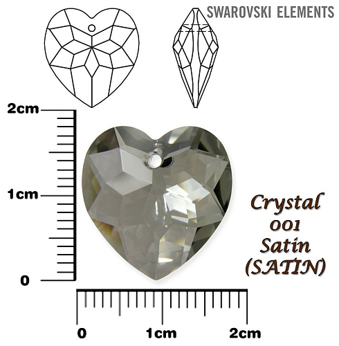 SWAROVSKI Heart Pendant barva CRYSTAL SATIN velikost 18mm.