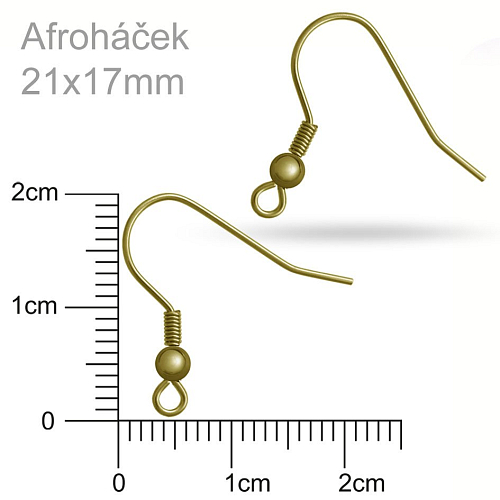 Afroháček s pružinkou a kuličkou . Barva staromosazná. Velikost 21x17mm.