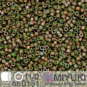 Korálky Miyuki Delica 11/0. Barva Opaque Dark Olive Luster  DB0131. Balení 5g
