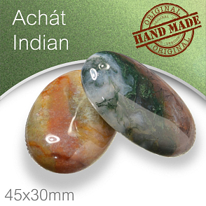 Minerály HMATKY ručně broušené tvar Ovál velikost 45x30mm tl.15mm Achát Indian