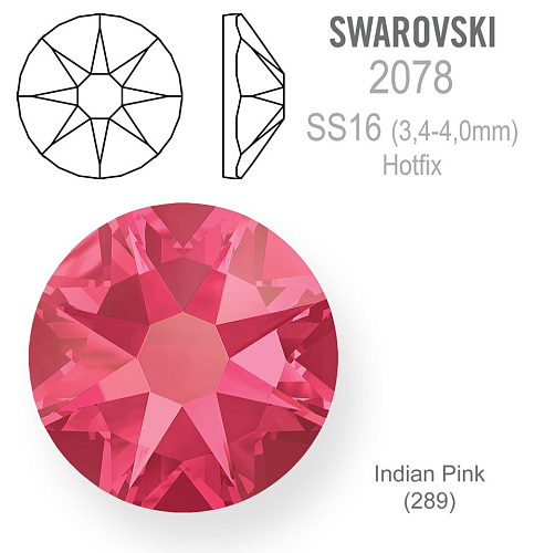 SWAROVSKI xirius rose HOTFIX 2078 velikost SS16 barva Indian Pink (289)