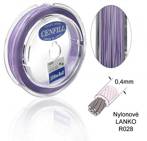 Nylonové LANKO .Barva R028  P. PURPLE (pastelová fialová). Velikost 0,4mm.