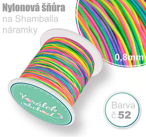 Nylonová šňůra na Shamballa náramky průměr nitě 0,8mm. Barva č.52. Mix.