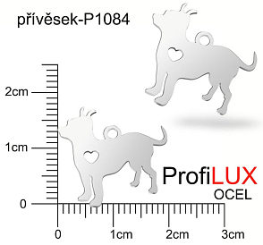 Přívěsek Ocel ozn-P1084 PES velikost 17x19mm tl.1.0mm. Velikost otvoru pr. 1,5mm. Řada přívěsků ProfiLUX. 