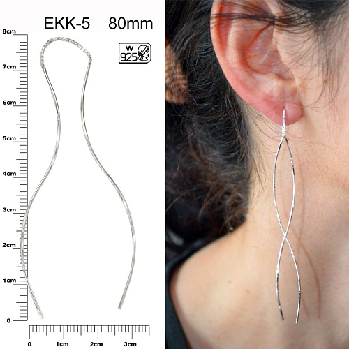 PROVLÉKACÍ náušnice  ozn. EKK 5 80mm. Materiál STŘÍBRO AG925.váha 1,16g.