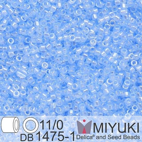 Korálky Miyuki Delica 11/0. Barva Transparent Pale Sky Blue Luster DB1475-1. Balení 5g.