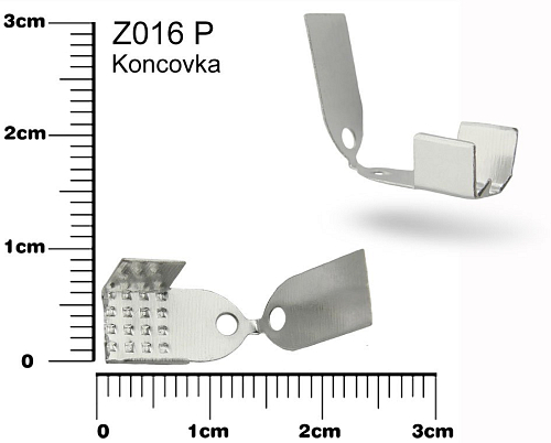 Koncovka zavírací  Z016 . Barva pokov postříbřeno velikost 10x5mm.