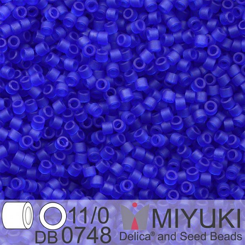 Korálky Miyuki Delica 11/0. Barva Matte Tr Cobalt DB0748. Balení 5g