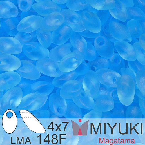Korálky MIYUKI tvar Long MAGATAMA velikost 4x7mm. Barva LMA-148F Matte Transparent Aqua. Balení 5g.