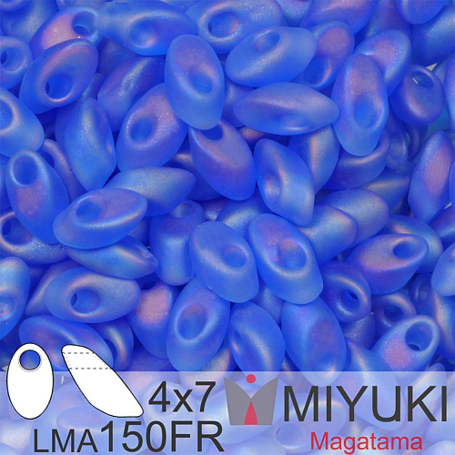 Korálky MIYUKI tvar Long MAGATAMA velikost 4x7mm. Barva LMA-150FR Matte Transparent Sapphire AB. Balení 5g.