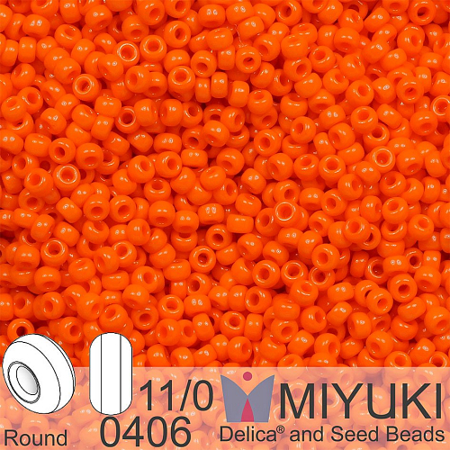 Korálky Miyuki Round 11/0. Barva 0406 Opaque Orange. Balení 5g