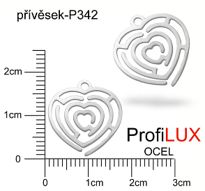 Přívěsek Chirurgická Ocel ozn-P342 Labyrint SRDCE velikost 18x17mm tl.1,1mm. Řada přívěsků ProfiLUX. 