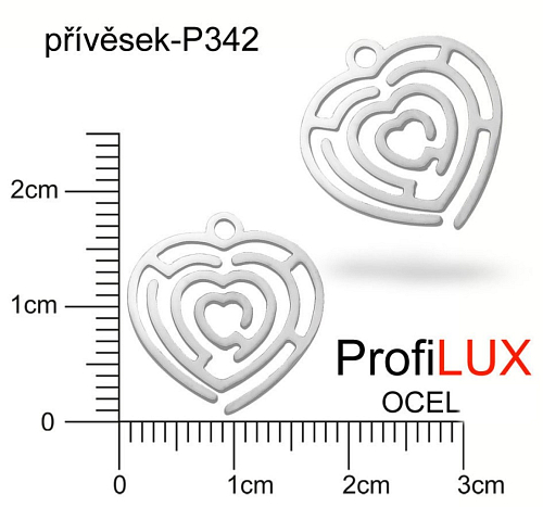 Přívěsek Chirurgická Ocel ozn-P342 Labyrint SRDCE velikost 18x17mm tl.1,1mm. Řada přívěsků ProfiLUX. 
