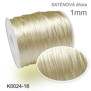 SATÉNOVÁ (polyesterová) šňůra velikost průměr 1mm. Barva K0024-16 Béžová.
