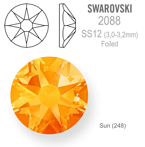 SWAROVSKI XIRIUS FOILED velikost SS12 barva SUN 