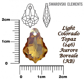 SWAROVSKI Baroque Pendant barva LIGHT COLORADO TOPAZ AURORE BOREALE velikost 16x11mm.