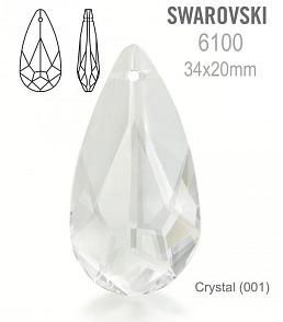 Swarovski 6100 Pendant barva Crystal  velikost 34x20mm.