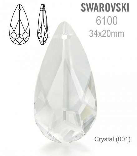 Swarovski 6100 Pendant barva Crystal  velikost 34x20mm.