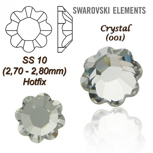 SWAROVSKI 2728 HOT-FIX tvar KYTKA SS10 barva CRYSTAL