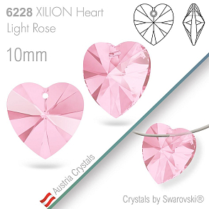 Swarovski XILION Heart 6228. Barva Light Rose. Velikost 10mm