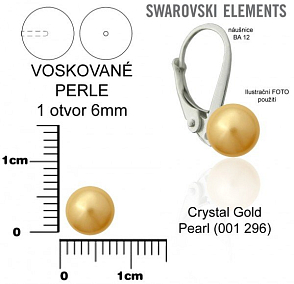 SWAROVSKI 5818 Voskované Perle 1otvor barva CRYSTAL GOLD PEARL velikost 6mm.
