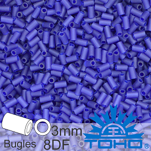 Korálky TOHO tvar BUGLES (válcové). Velikost pr.1,6mm x 3mm. Barva 8DF Transparent-Frosted Cobalt. Balení 10g.