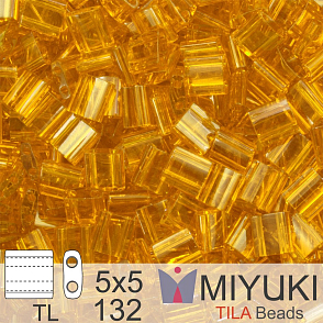 Korálky MIYUKI tvar TILA BEADS velikost 5x5mm. Barva TL-132 Transparent Lt. Topaz . Balení 5g.