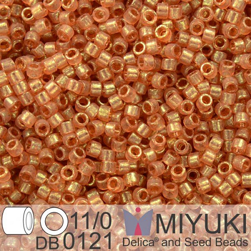 Korálky Miyuki Delica 11/0. Barva Apricot Topaz Gold Luster  DB0121. Balení 5g.