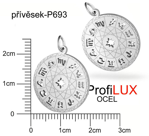 Přívěsek Chirurgická Ocel ozn-P693 medailon znamení ZVĚROKRUHU velikost pr.20mm. Řada přívěsků ProfiLUX