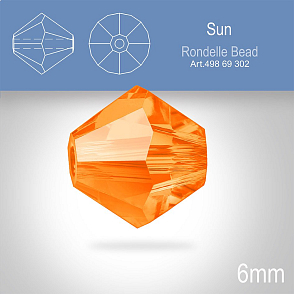 PRECIOSA Bicone MC BEAD (sluníčko) velikost 6mm. Barva Sun. Balení 18ks .