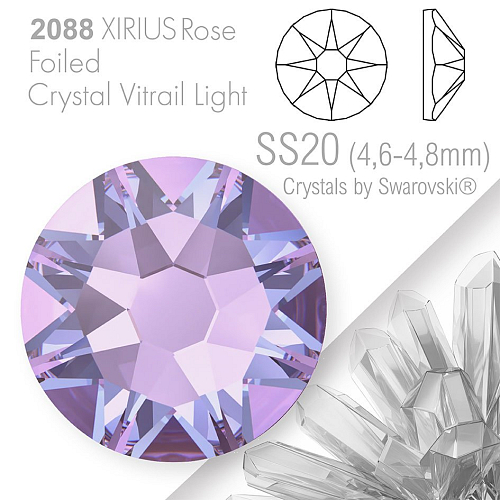 SWAROVSKI  XIRIUS Rose 2088 Foiled. Barva Crystal Vitrail Light velikost SS20 (4,6-4,8mm). Balení 15Ks.