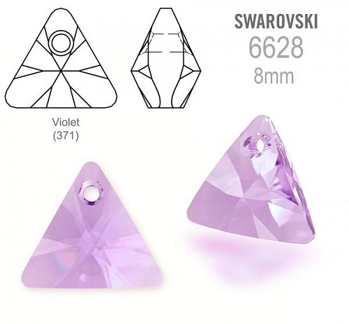 Swarovski 6628 XILION Triangle Pendant 8mm. Barva Violet (371).