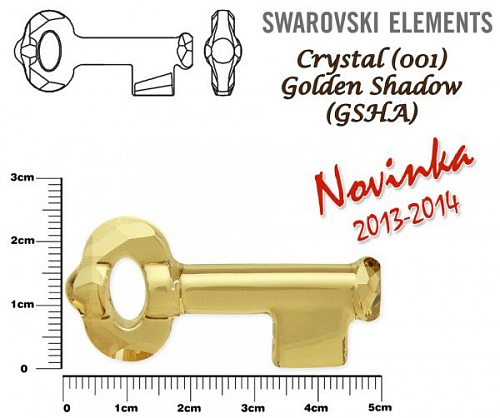 SWAROVSKI KEY Pendant 6919 barva Crystal GOLDEN SHADOW velikost 50mm.