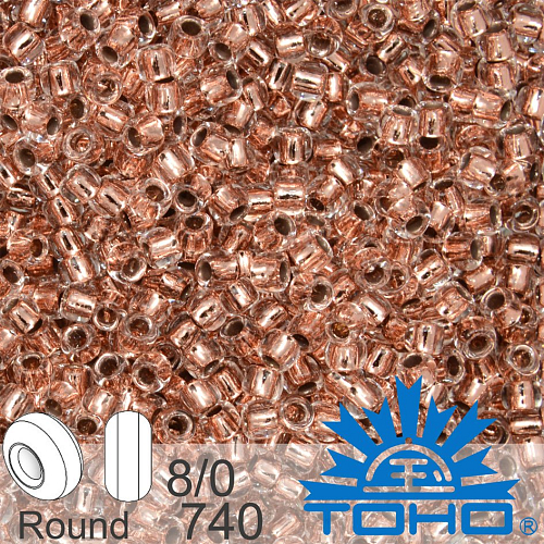 Korálky TOHO tvar ROUND (kulaté). Velikost 8/0. Barva 740 Copper-Lined Crystal. Balení 10g.