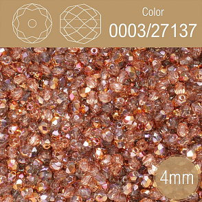 Korálky BROUŠENÉ 4mm. Barva 0003/27137.Průhledná s pokovem. Balení 120Ks.