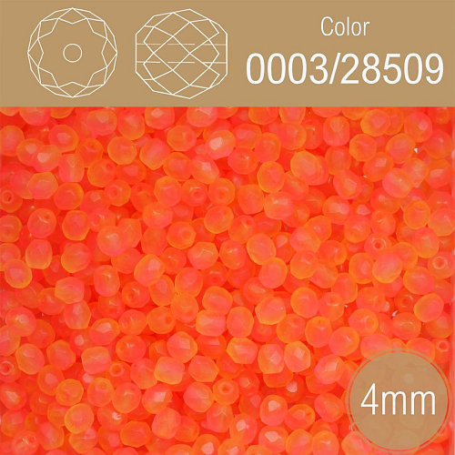 Korálky BROUŠENÉ 4mm. Barva 0003/28509. Růžová neon mat. Balení 120Ks.