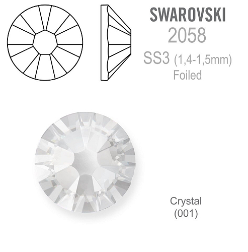 SWAROVSKI ELEMENTS No Hot-Fix FOILED velikost SS3 barva CRYSTAL (001). Balení 40Ks.