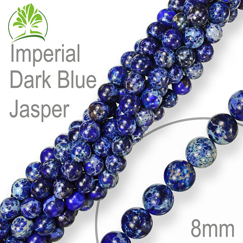 Korálky z minerálů Imperial Dark Blue Jasper přírodní polodrahokam. Velikost pr.8mm. Balení 10Ks.