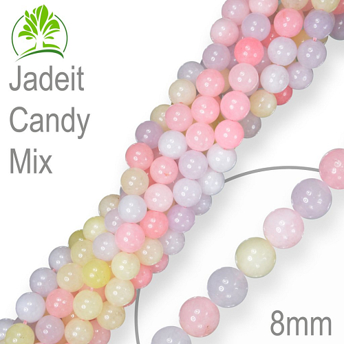 Korálky z minerálů Jadeit Candy Mix přírodní polodrahokam. Velikost pr.8mm. Balení 10Ks.