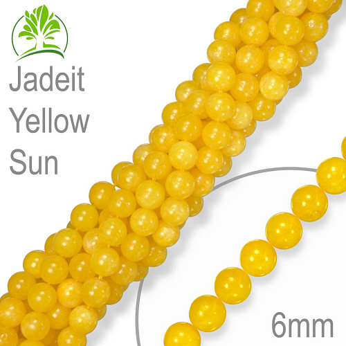 Korálky z minerálů Jadeit Yellow Sun přírodní polodrahokam. Velikost pr.6mm. Balení 12Ks.