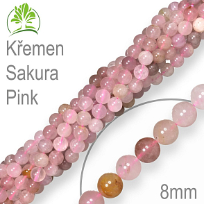Korálky z minerálů Křemen Sakura Pink  přírodní polodrahokam. Velikost pr.8mm. Balení 10Ks