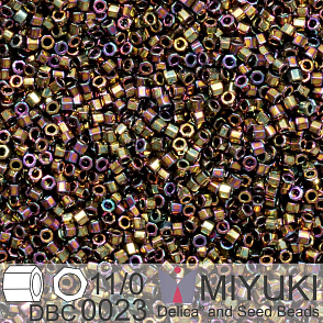 Korálky Miyuki Delica (fazetované) 11/0. Barva Metallic Gold Iris Cut DBC0023. Balení 5g.
